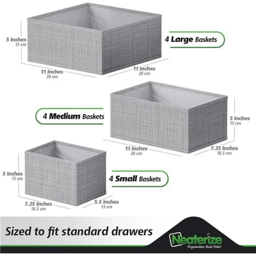 Drawer Organizer For Clothing (Set Of 12) - Closet Organizer and Storage Divider